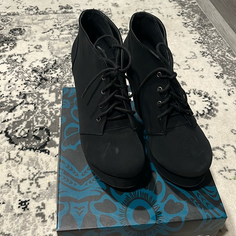 Black platform booties